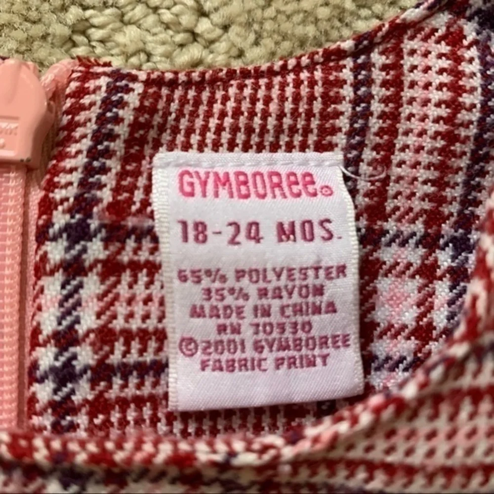 NFS. Gymboree Classic dark red and navy plaid jumper dress size 18-24 months